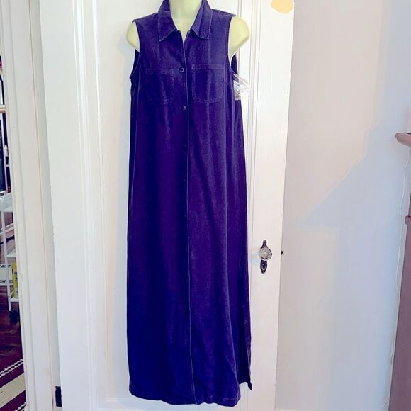 NWT vintage Russ Berens purple linen sleeveless button front maxi dress - Picture 1 of 9